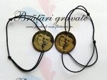 Set bratari personalizate cu poza din argint placat cu aur - Banut 22mm